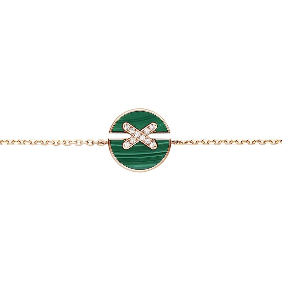 Pomuse JEUX DE BRACELET MALACHITE PINK GOLD DIAMONDS