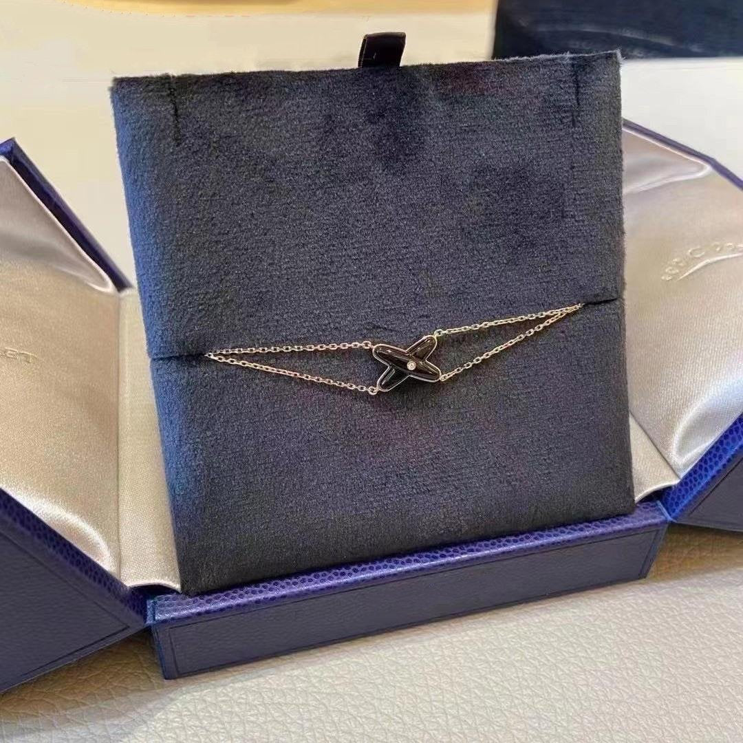 Pomuse JEUX BRACELET ONYX PINK GOLD 1 DIAMOND