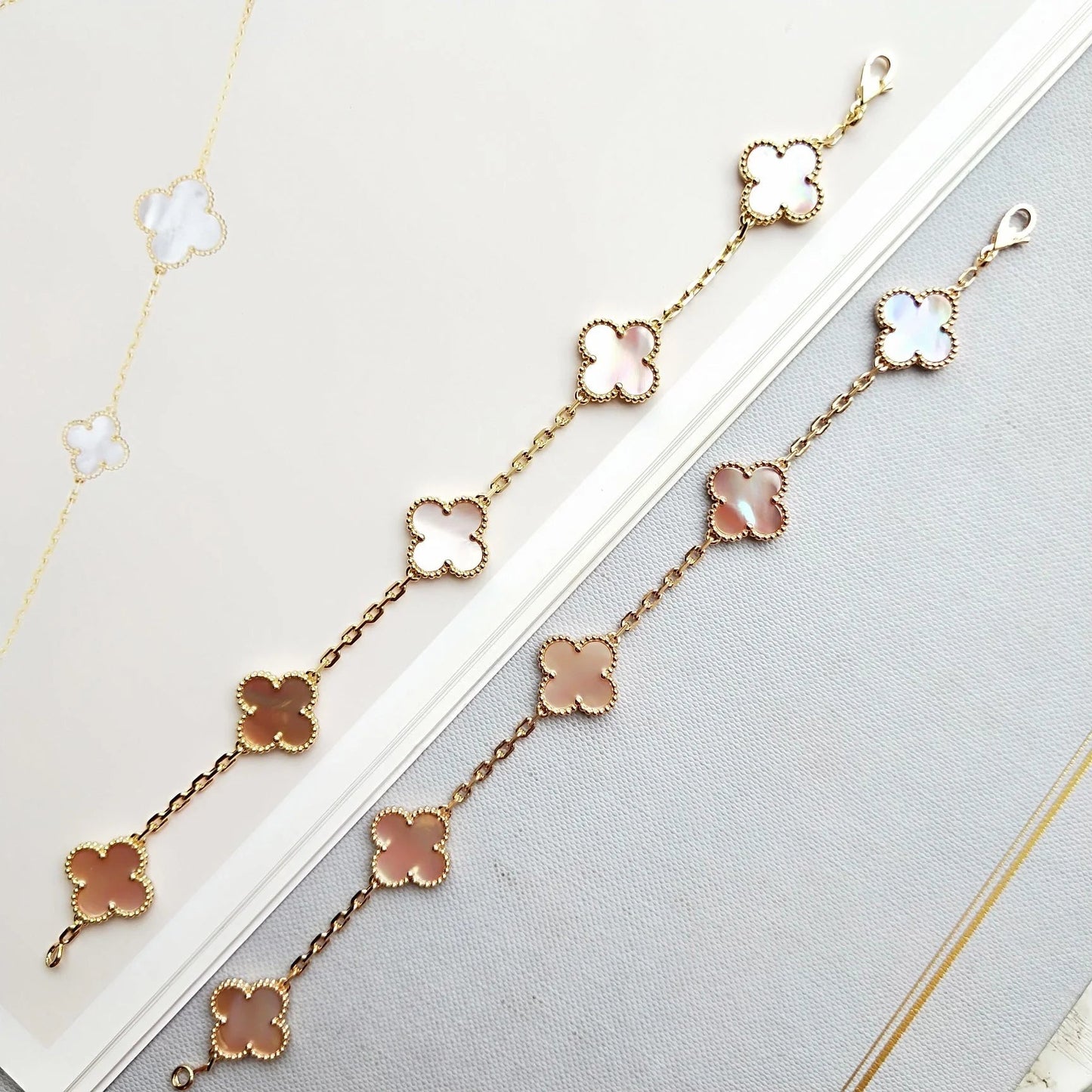 Pomuse CLOVER 5 PINK MOP BRACELET