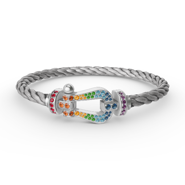 Pomuse FORC LARGE HORSESHOE  COLORED DIAMOND BRACELET SILVER