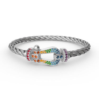 Pomuse FORC LARGE HORSESHOE  COLORED DIAMOND BRACELET SILVER