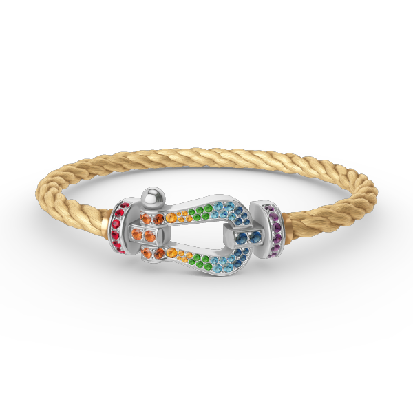 Pomuse FORC LARGE HORSESHOE  COLORED DIAMOND BRACELET SILVER