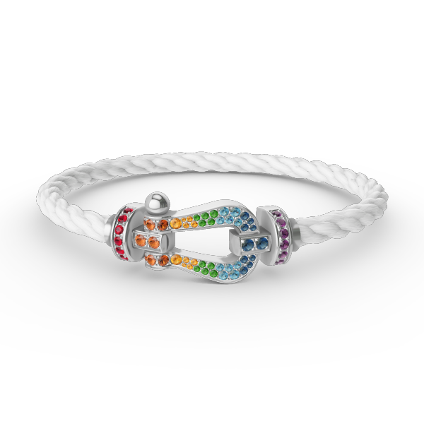 Pomuse FORC LARGE HORSESHOE  COLORED DIAMOND BRACELET SILVER