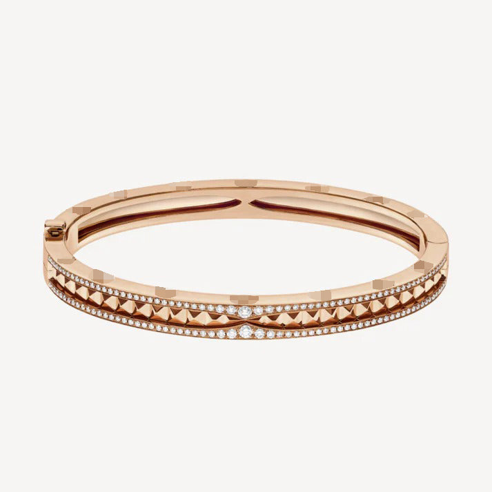 Pomuse ZERO 1 SPIRAL AND PAVED DIAMOND PINK GOLD BRACELET