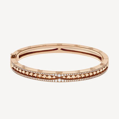 Pomuse ZERO 1 SPIRAL AND PAVED DIAMOND PINK GOLD BRACELET