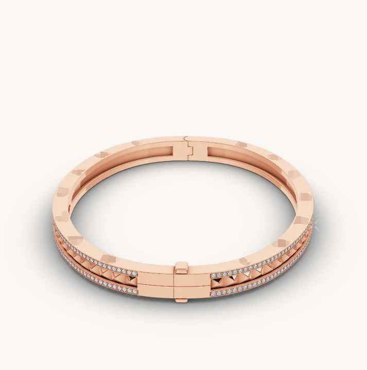 Pomuse ZERO 1 SPIRAL AND PAVED DIAMOND PINK GOLD BRACELET