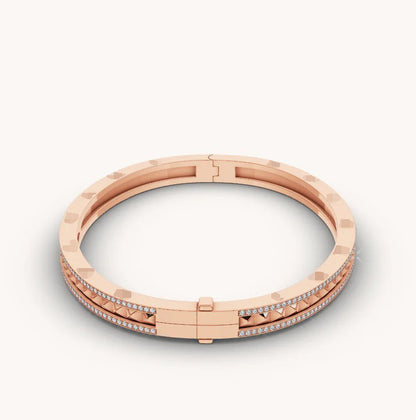 Pomuse ZERO 1 SPIRAL AND PAVED DIAMOND PINK GOLD BRACELET