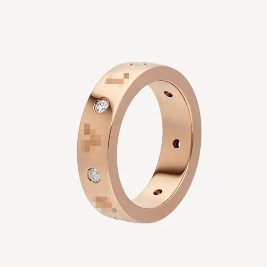 Pomuse ZERO 1 ESSENTIAL PINK GOLD BAND WITH DIAMONDS RING