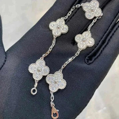 Pomuse CLOVER 5 MOTIFS  DIAMOND BRACELET SILVER