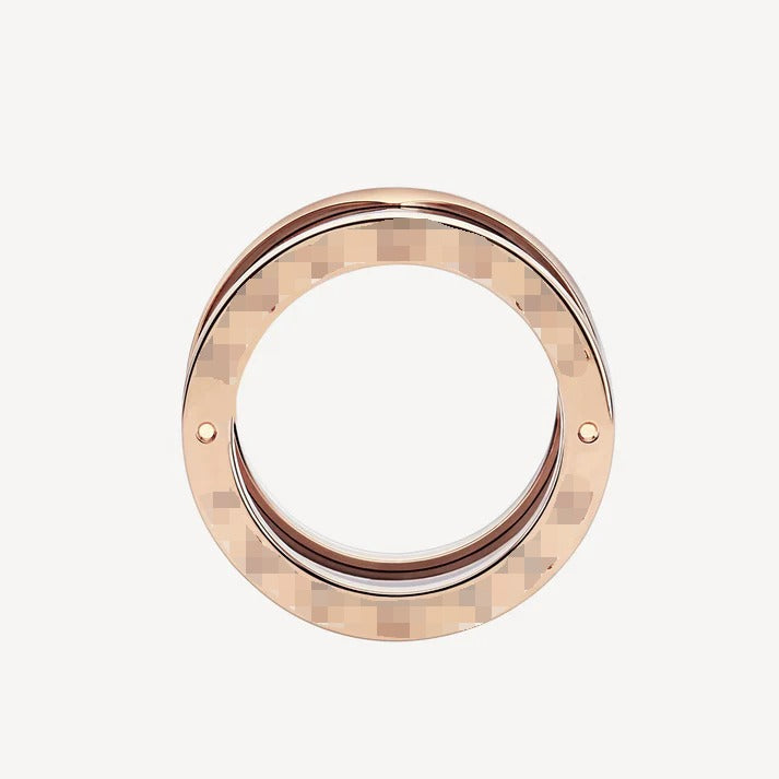 Pomuse ZERO 1 FOUR-BAND LOOPS AND BLACK CERAMIC SPIRAL PINK GOLD RING