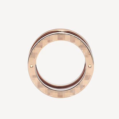 Pomuse ZERO 1 FOUR-BAND LOOPS AND BLACK CERAMIC SPIRAL PINK GOLD RING