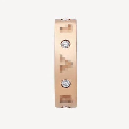 Pomuse ZERO 1 ESSENTIAL PINK GOLD BAND WITH DIAMONDS RING
