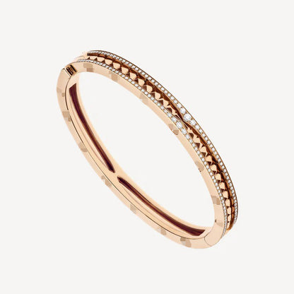 Pomuse ZERO 1 SPIRAL AND PAVED DIAMOND PINK GOLD BRACELET