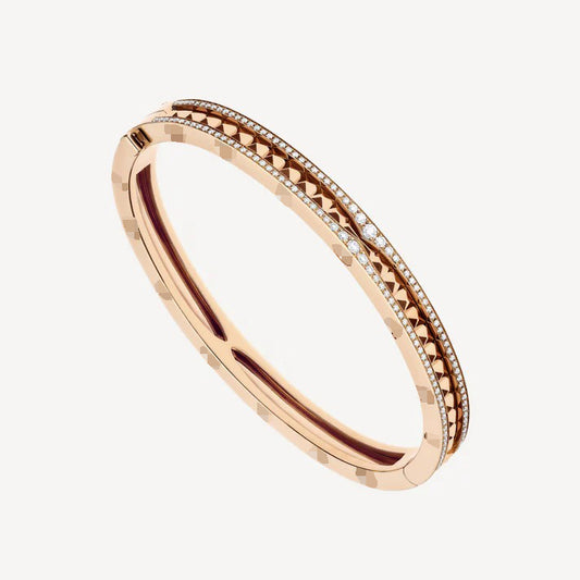 Pomuse ZERO 1 SPIRAL AND PAVED DIAMOND PINK GOLD BRACELET