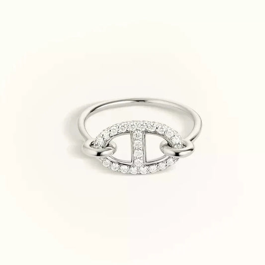 Pomuse RONDE SMALL SILVER DIAMOND RING