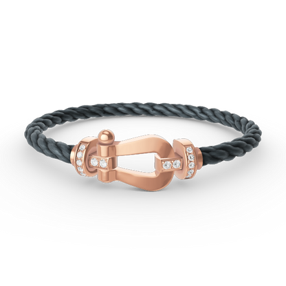 Pomuse FORCE LARGE HORSESHOE HALF DIAMOND BRACELET ROSE GOLD