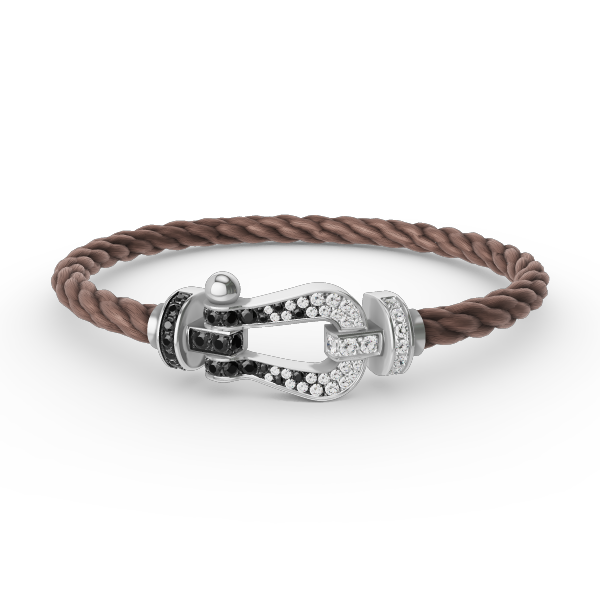Pomuse FORCE LARGE HORSESHOE BLACK WHITE DIAMOND BRACELET SILVER