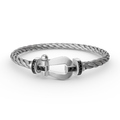 Pomuse FORCE LARGE HORSESHOE BLACK DIAMOND BRACELET SILVER