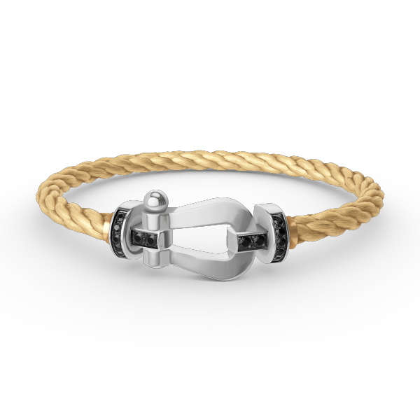 Pomuse FORCE LARGE HORSESHOE BLACK DIAMOND BRACELET SILVER