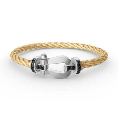 Pomuse FORCE LARGE HORSESHOE BLACK DIAMOND BRACELET SILVER