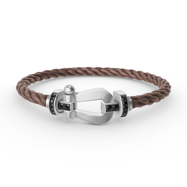 Pomuse FORCE LARGE HORSESHOE BLACK DIAMOND BRACELET SILVER