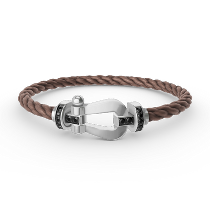 Pomuse FORCE LARGE HORSESHOE BLACK DIAMOND BRACELET SILVER
