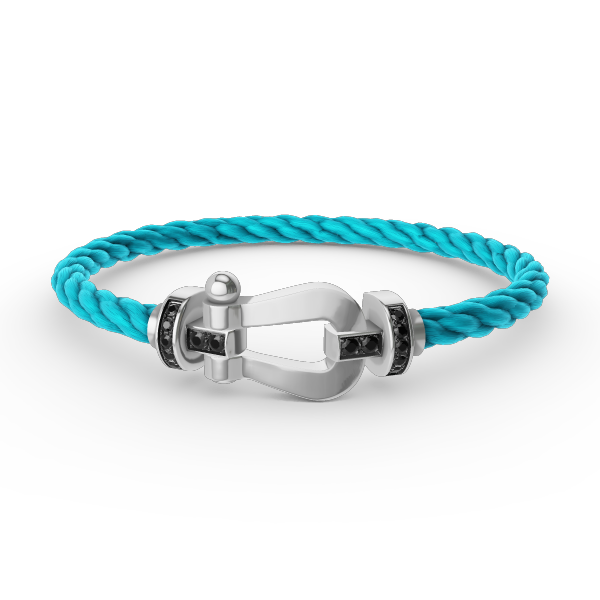 Pomuse FORCE LARGE HORSESHOE BLACK DIAMOND BRACELET SILVER