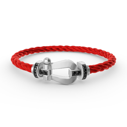 Pomuse FORCE LARGE HORSESHOE BLACK DIAMOND BRACELET SILVER