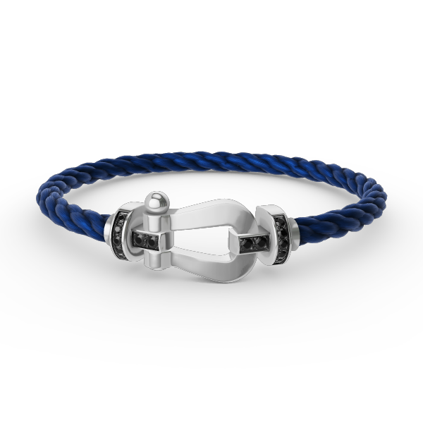 Pomuse FORCE LARGE HORSESHOE BLACK DIAMOND BRACELET SILVER
