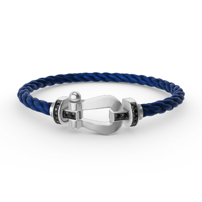 Pomuse FORCE LARGE HORSESHOE BLACK DIAMOND BRACELET SILVER