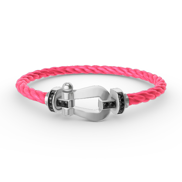 Pomuse FORCE LARGE HORSESHOE BLACK DIAMOND BRACELET SILVER