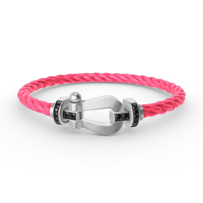 Pomuse FORCE LARGE HORSESHOE BLACK DIAMOND BRACELET SILVER