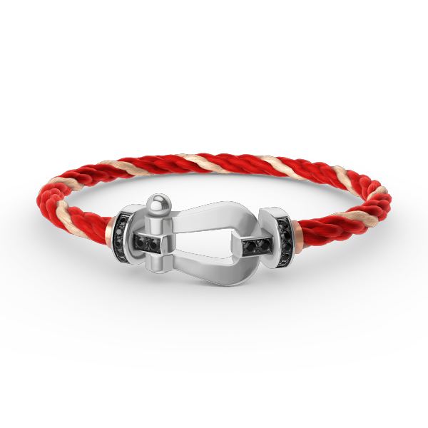 Pomuse FORCE LARGE HORSESHOE BLACK DIAMOND BRACELET SILVER