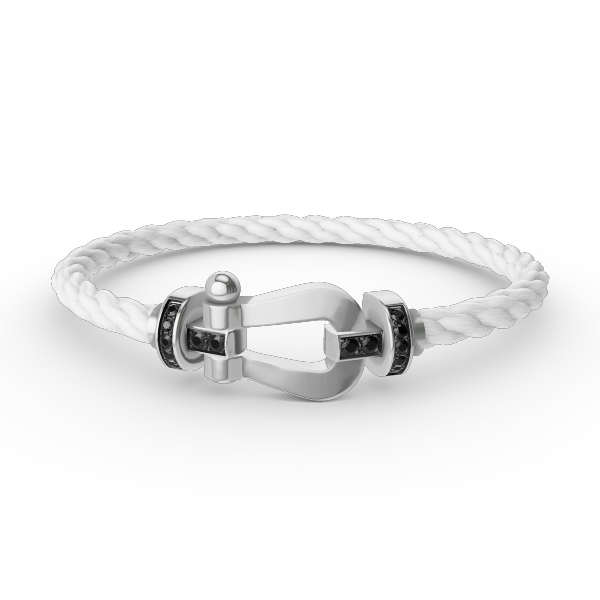 Pomuse FORCE LARGE HORSESHOE BLACK DIAMOND BRACELET SILVER
