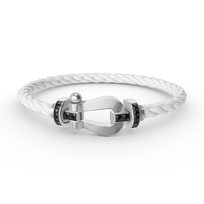Pomuse FORCE LARGE HORSESHOE BLACK DIAMOND BRACELET SILVER