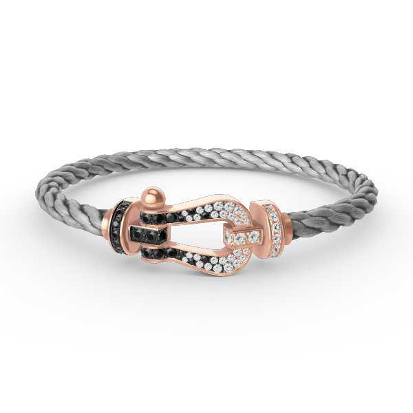 Pomuse FORCE LARGE HORSESHOE BLACK WHITE DIAMOND BRACELET ROSE GOLD