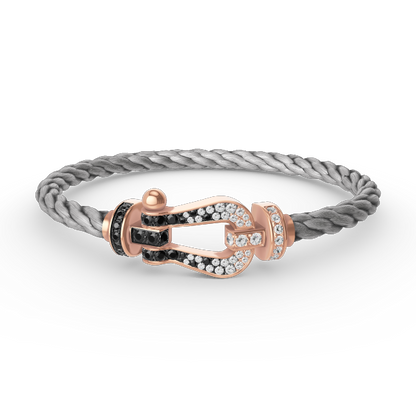 Pomuse FORCE LARGE HORSESHOE BLACK WHITE DIAMOND BRACELET ROSE GOLD