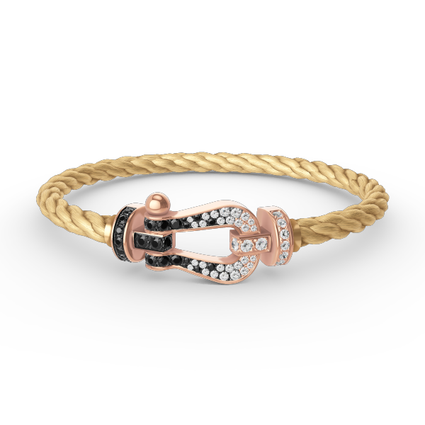 Pomuse FORCE LARGE HORSESHOE BLACK WHITE DIAMOND BRACELET ROSE GOLD