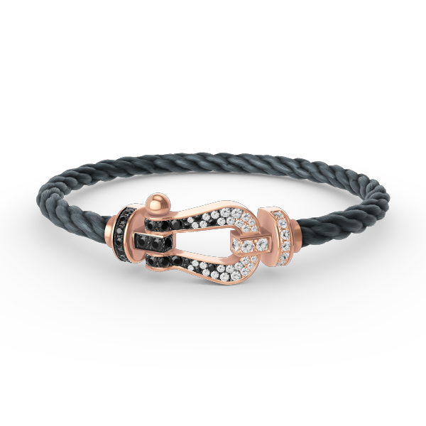 Pomuse FORCE LARGE HORSESHOE BLACK WHITE DIAMOND BRACELET ROSE GOLD