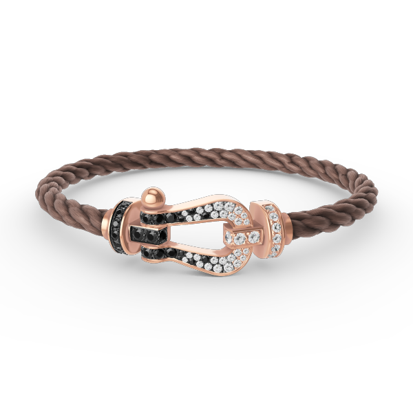 Pomuse FORCE LARGE HORSESHOE BLACK WHITE DIAMOND BRACELET ROSE GOLD