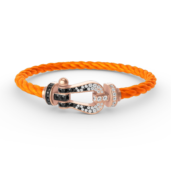 Pomuse FORCE LARGE HORSESHOE BLACK WHITE DIAMOND BRACELET ROSE GOLD