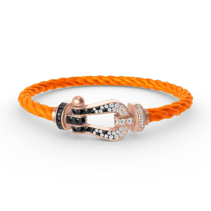 Pomuse FORCE LARGE HORSESHOE BLACK WHITE DIAMOND BRACELET ROSE GOLD