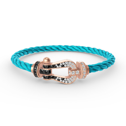 Pomuse FORCE LARGE HORSESHOE BLACK WHITE DIAMOND BRACELET ROSE GOLD