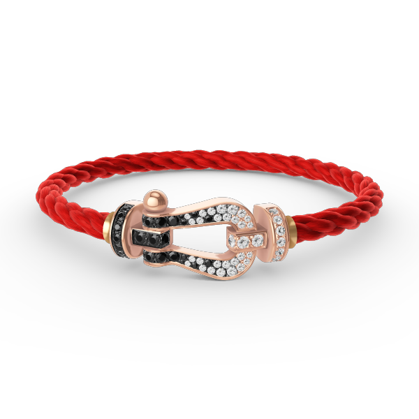 Pomuse FORCE LARGE HORSESHOE BLACK WHITE DIAMOND BRACELET ROSE GOLD