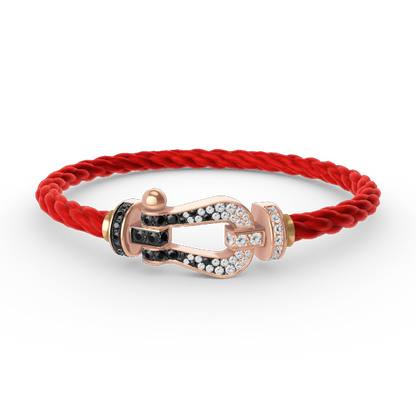 Pomuse FORCE LARGE HORSESHOE BLACK WHITE DIAMOND BRACELET ROSE GOLD