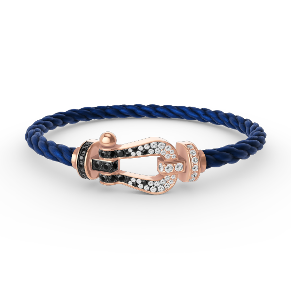Pomuse FORCE LARGE HORSESHOE BLACK WHITE DIAMOND BRACELET ROSE GOLD
