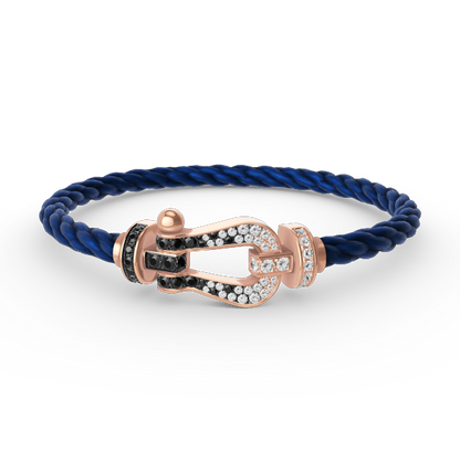 Pomuse FORCE LARGE HORSESHOE BLACK WHITE DIAMOND BRACELET ROSE GOLD