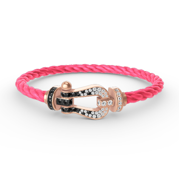 Pomuse FORCE LARGE HORSESHOE BLACK WHITE DIAMOND BRACELET ROSE GOLD
