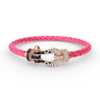 Pomuse FORCE LARGE HORSESHOE BLACK WHITE DIAMOND BRACELET ROSE GOLD