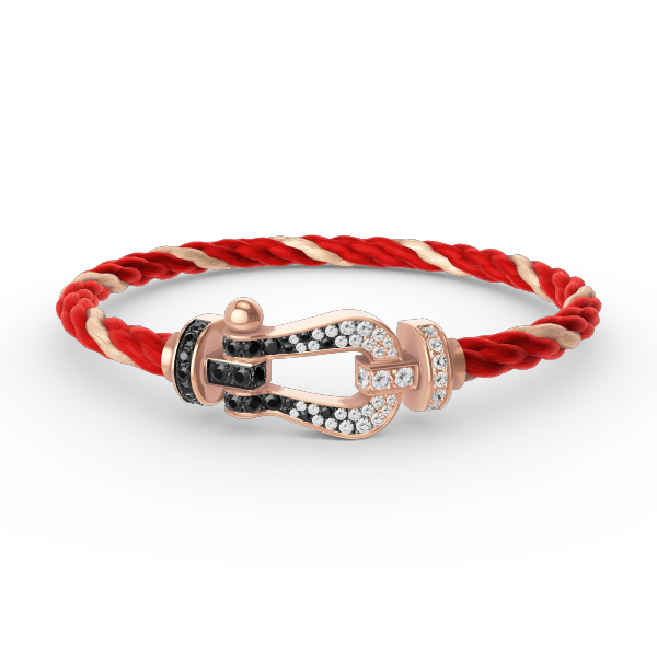 Pomuse FORCE LARGE HORSESHOE BLACK WHITE DIAMOND BRACELET ROSE GOLD